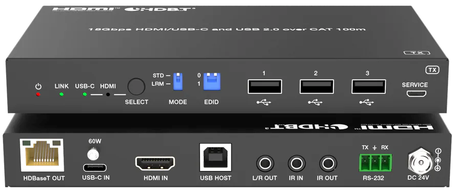 875180 18Gbps HDMI/USB-C over HDBaseT 2.0Extender (100m) with USB 2.0