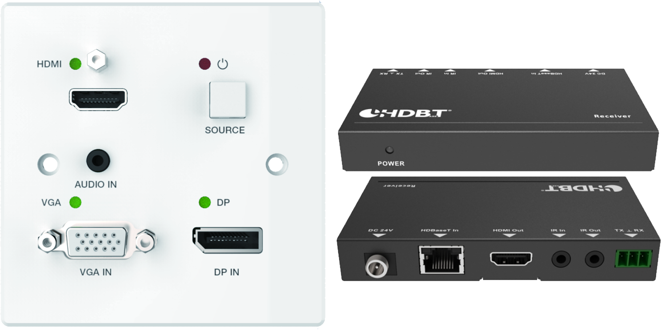 875723 HDBaseT DP, VGA, HDMI, Audio Wand Einbauset MF 70T
