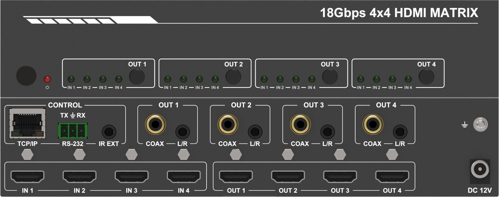 875748 HDMI 4K Matrix Switcher 4x4, Web GUI